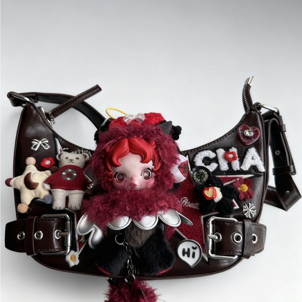 Charming Doll Accessory Set with Red and Brown Accents